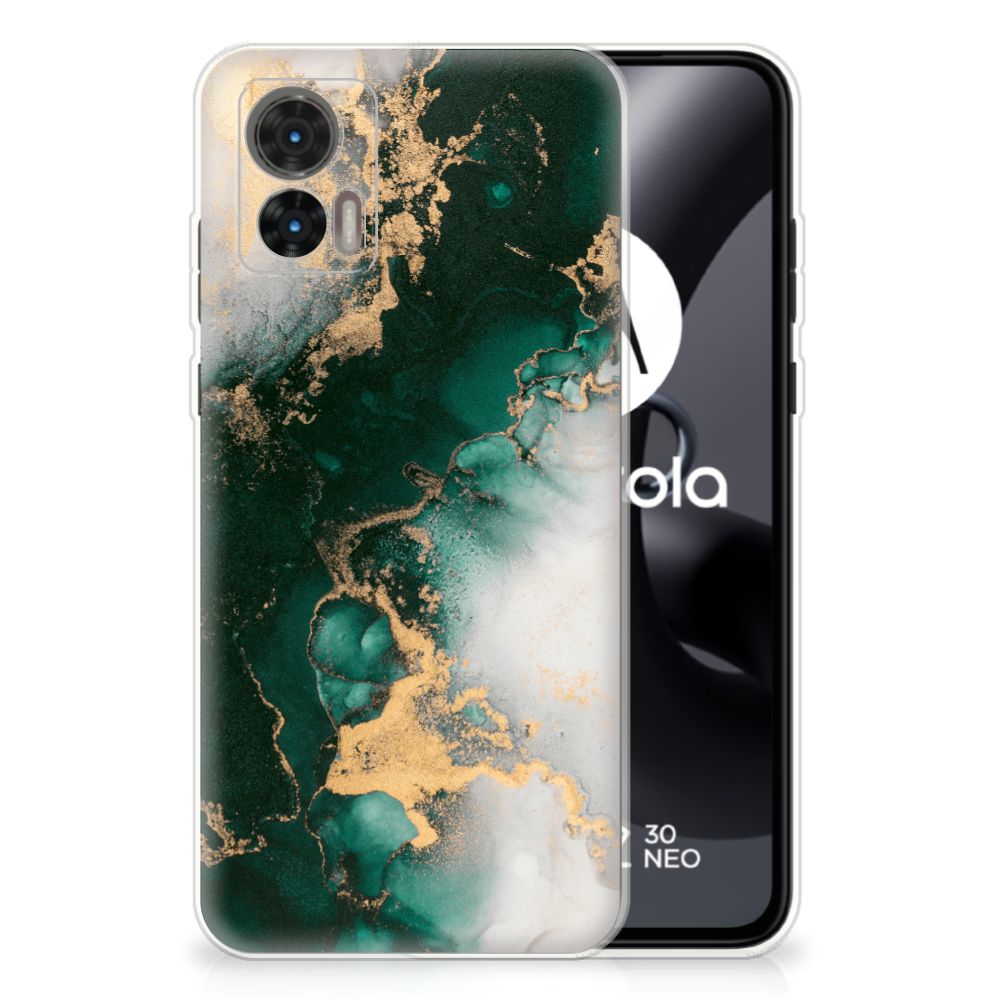 TPU Siliconen Hoesje voor Motorola Edge 30 Neo Marmer Groen