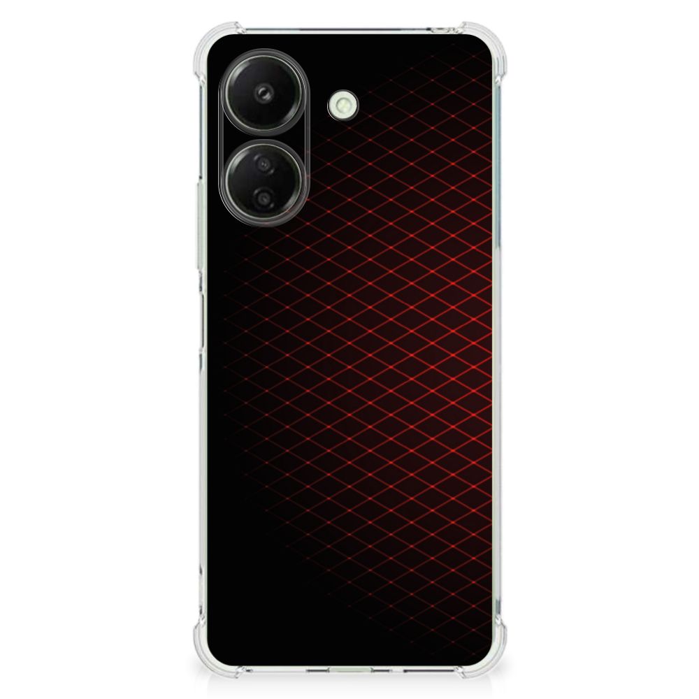 Xiaomi Redmi 13C 4G Doorzichtige Silicone Hoesje Geruit Rood