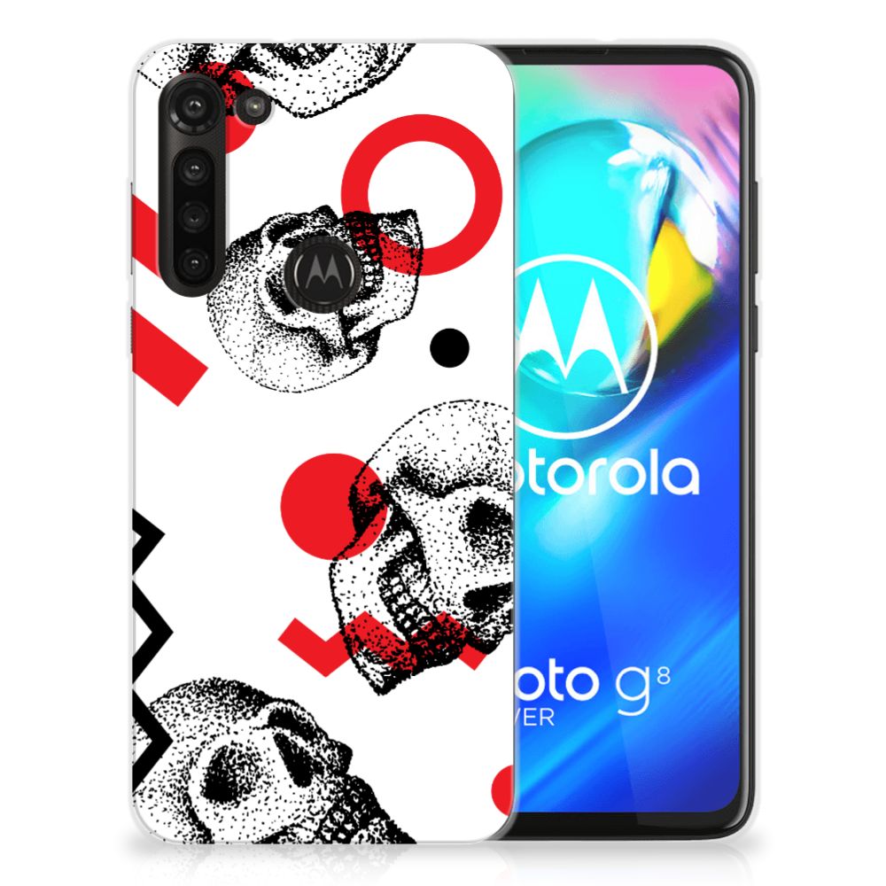 Silicone Back Case Motorola Moto G8 Power Skull Red B2C Telecom