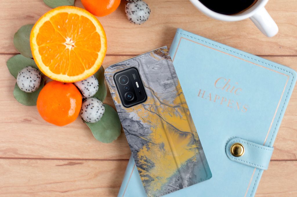 Xiaomi 11T | Xiaomi 11T Pro Standcase Marble Blue Gold - B2C Telecom
