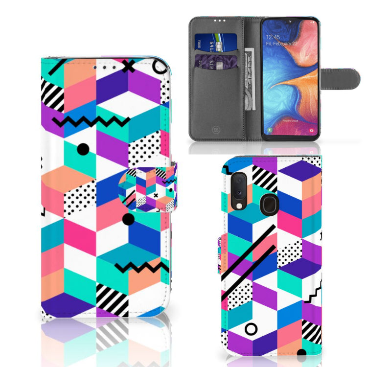 Samsung Galaxy A20e Book Case Blokken Kleurrijk