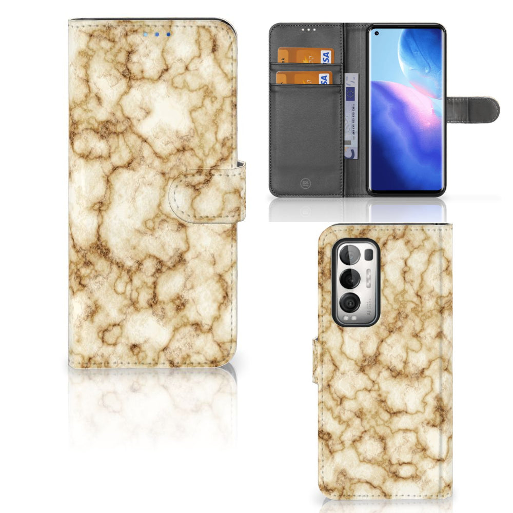 OPPO Find X3 Neo 5G Bookcase Marmer Goud