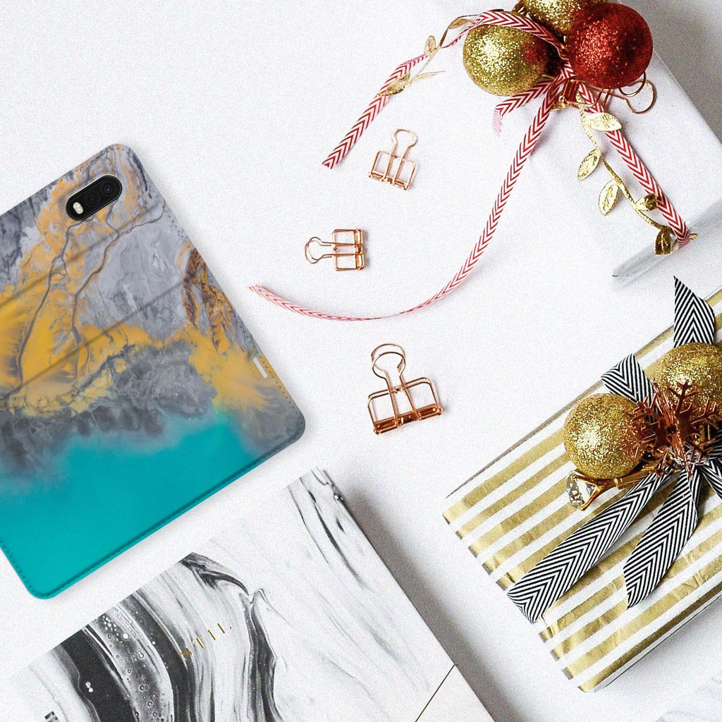 Samsung Xcover Pro Standcase Marble Blue Gold