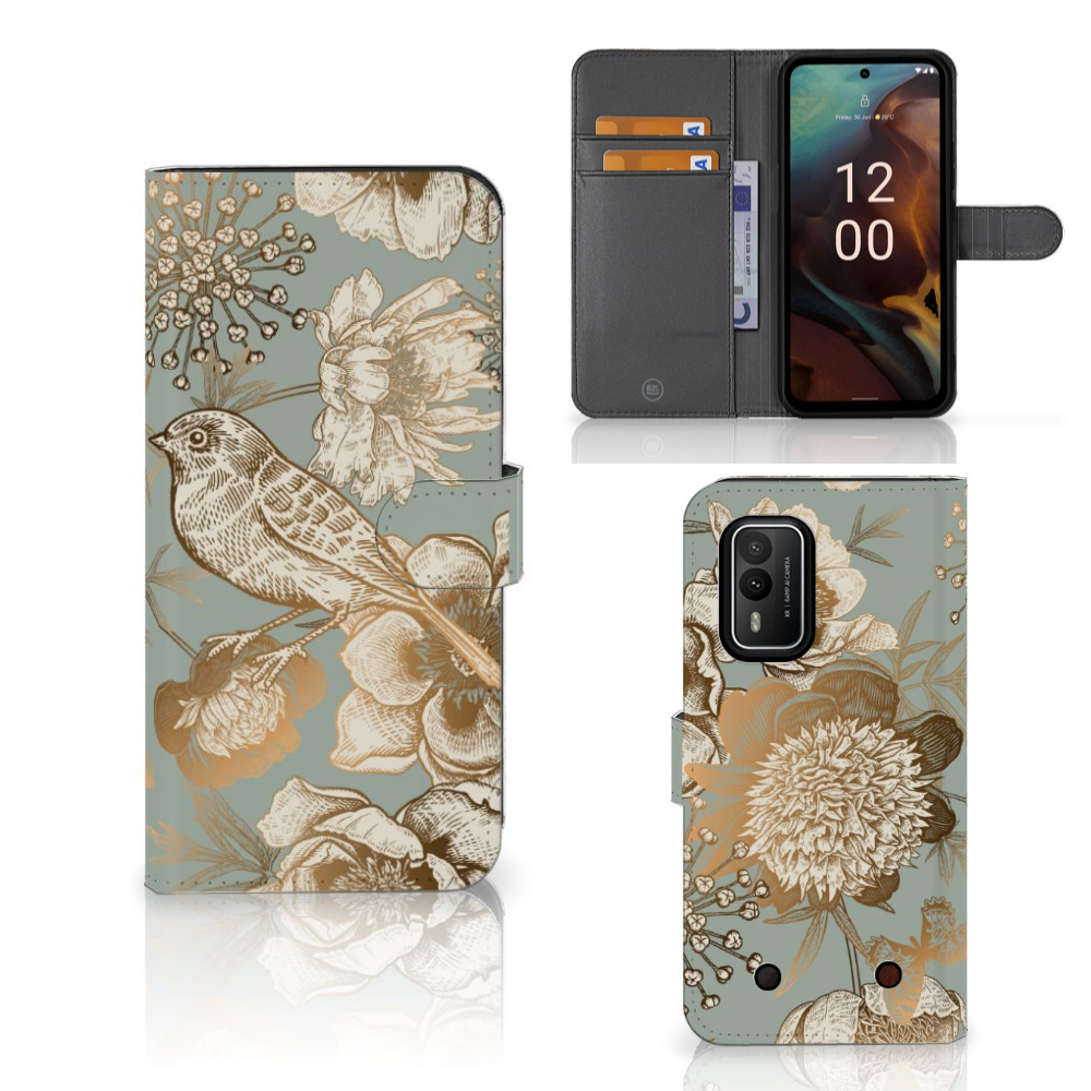 Hoesje voor Nokia XR21 Vintage Bird Flowers