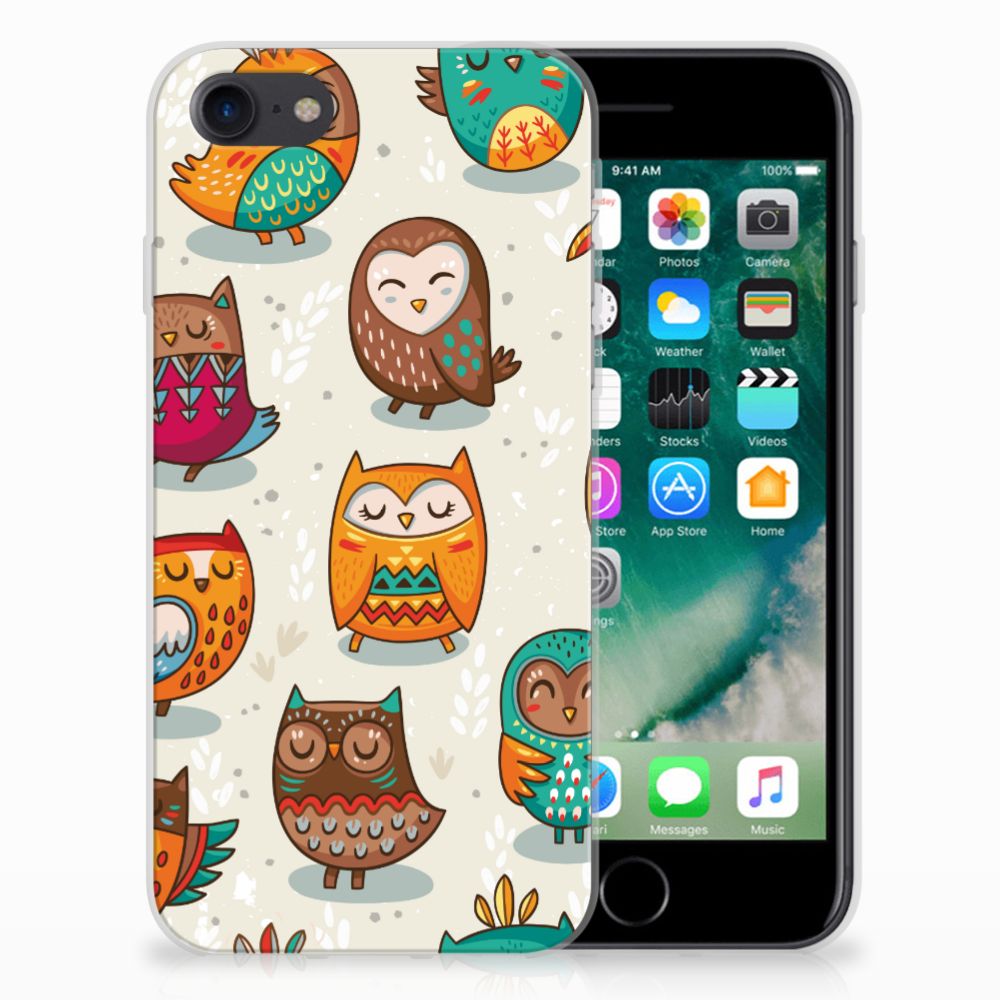 iPhone SE 2022 | SE 2020 | 8 | 7 TPU Hoesje Vrolijke Uilen