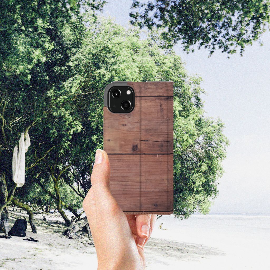 iPhone 13 Book Wallet Case Old Wood