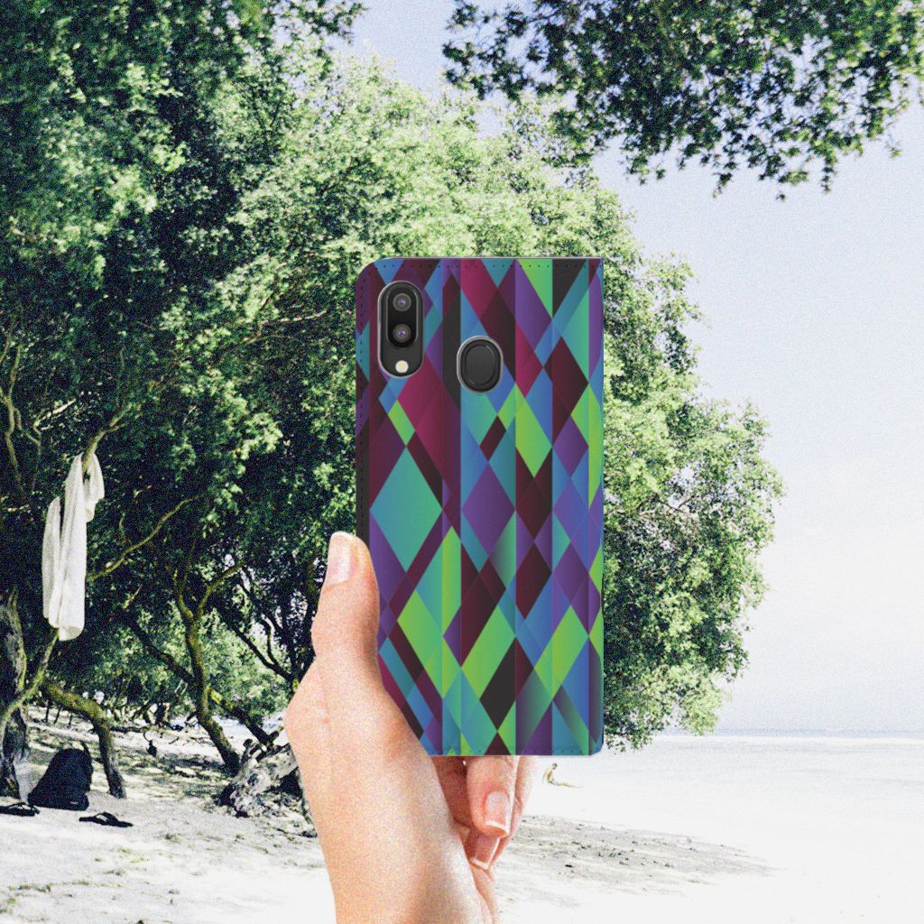 Samsung Galaxy M20 Stand Case Abstract Green Blue