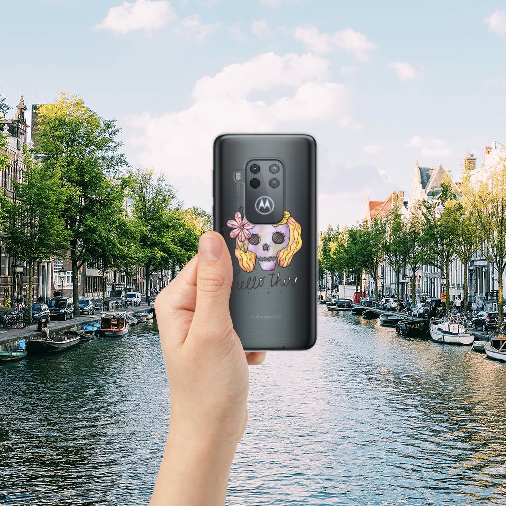 Silicone Back Case Motorola One Zoom Boho Skull