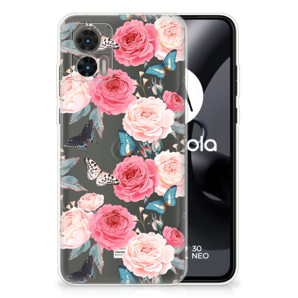 Motorola Edge 30 Neo TPU Case Butterfly Roses B2C Telecom