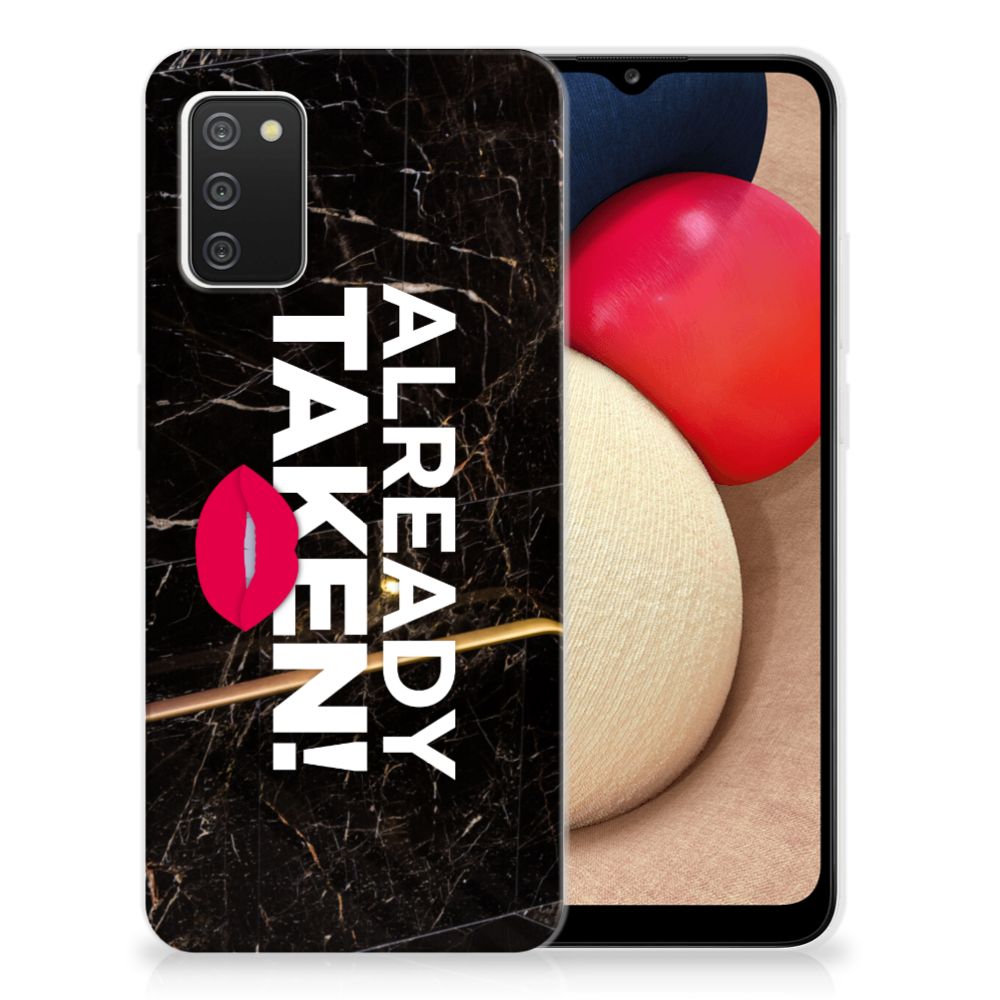 Samsung Galaxy A02s Siliconen hoesje met naam Already Taken Black B2C Telecom