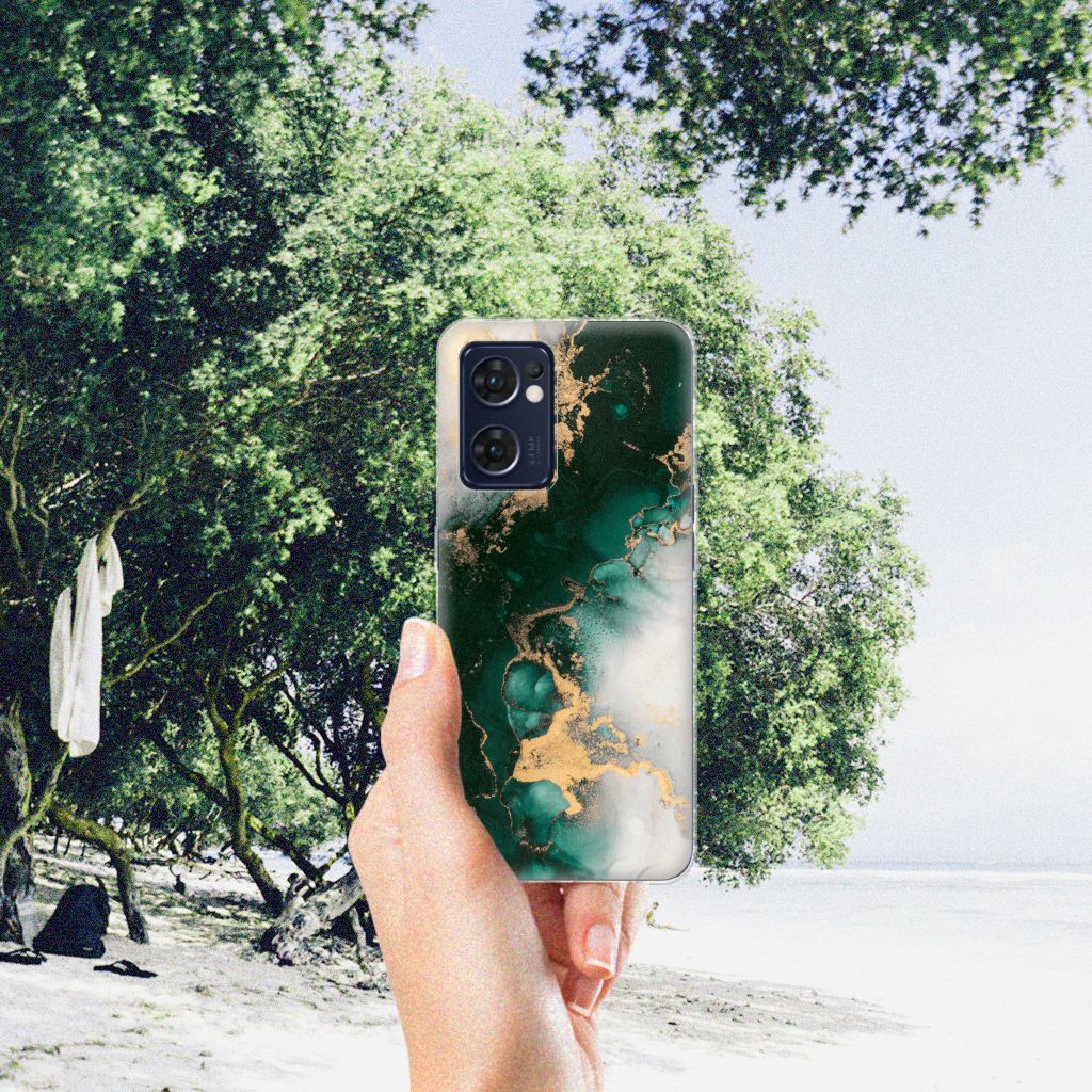 TPU Siliconen Hoesje voor OPPO Reno 7 5G | Find X5 Lite Marmer Groen B2C Telecom