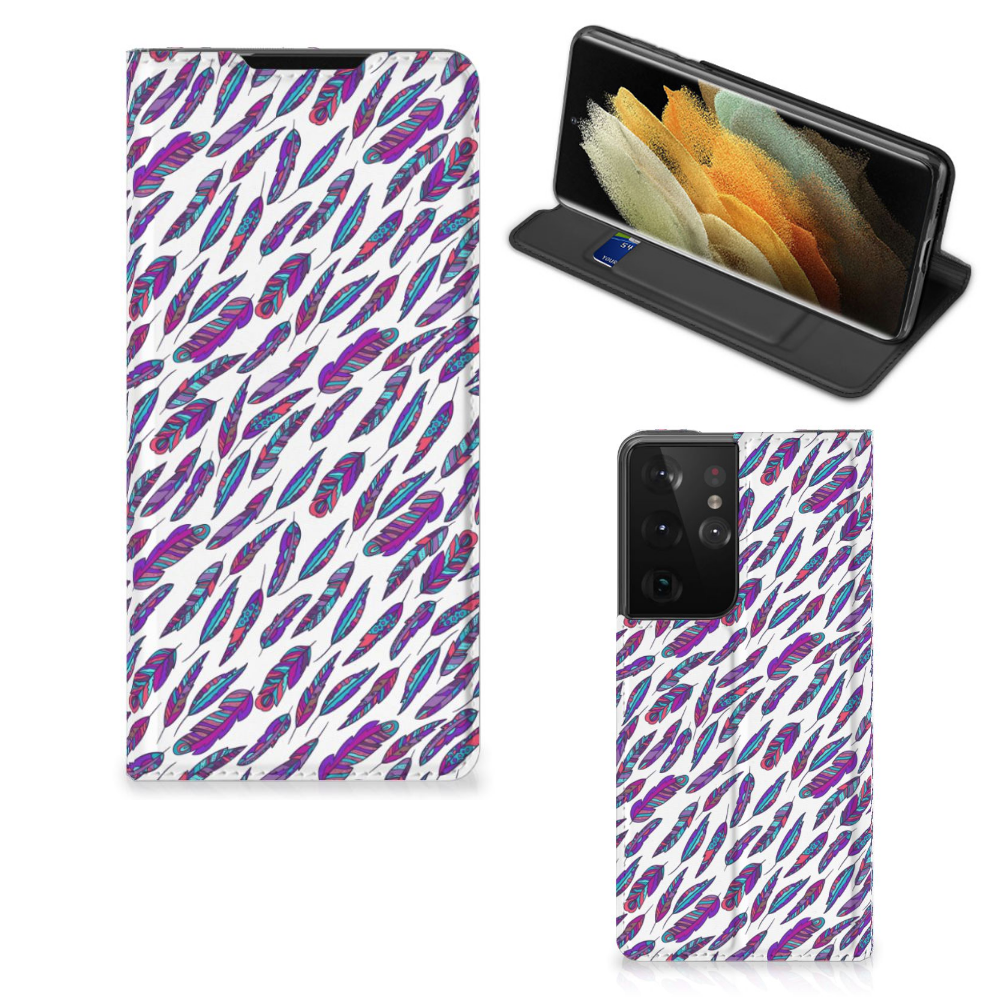 Samsung Galaxy S21 Ultra Hoesje met Magneet Feathers Color - B2C Telecom