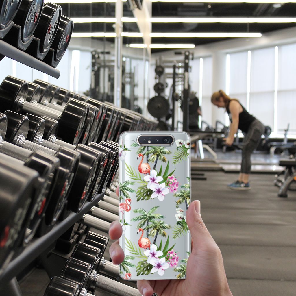 Samsung Galaxy A80 TPU Hoesje Flamingo Palms