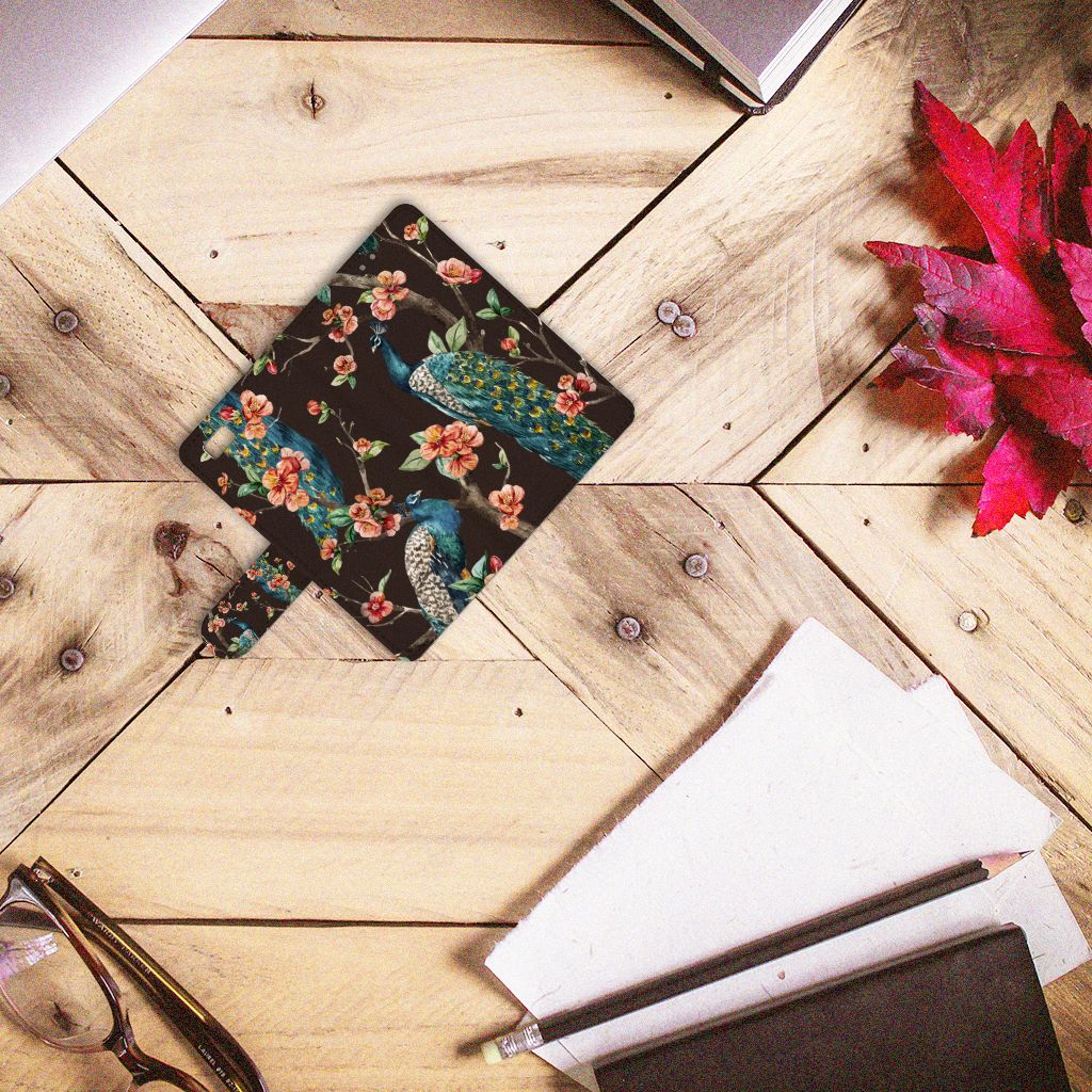 Huawei Ascend P8 Lite Telefoonhoesje met Pasjes Pauw met Bloemen