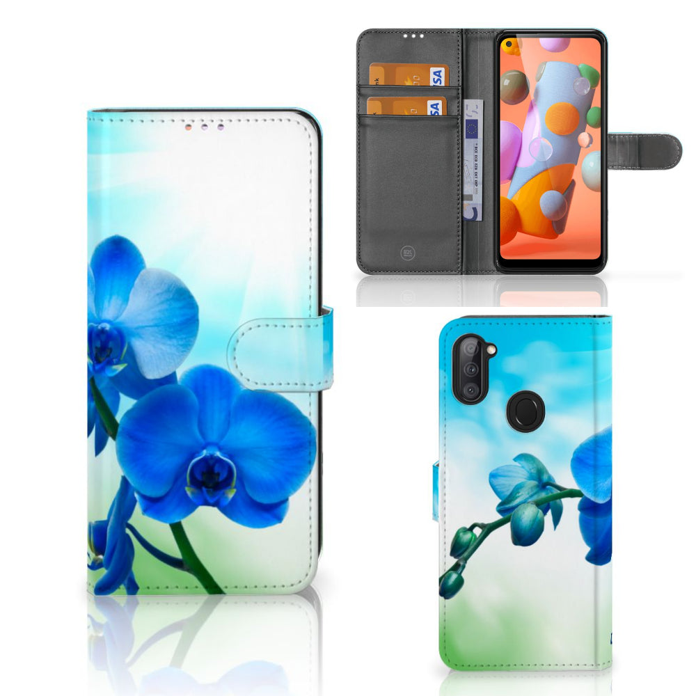 Samsung Galaxy M11 | A11 Hoesje Orchidee Blauw - Cadeau voor je Moeder