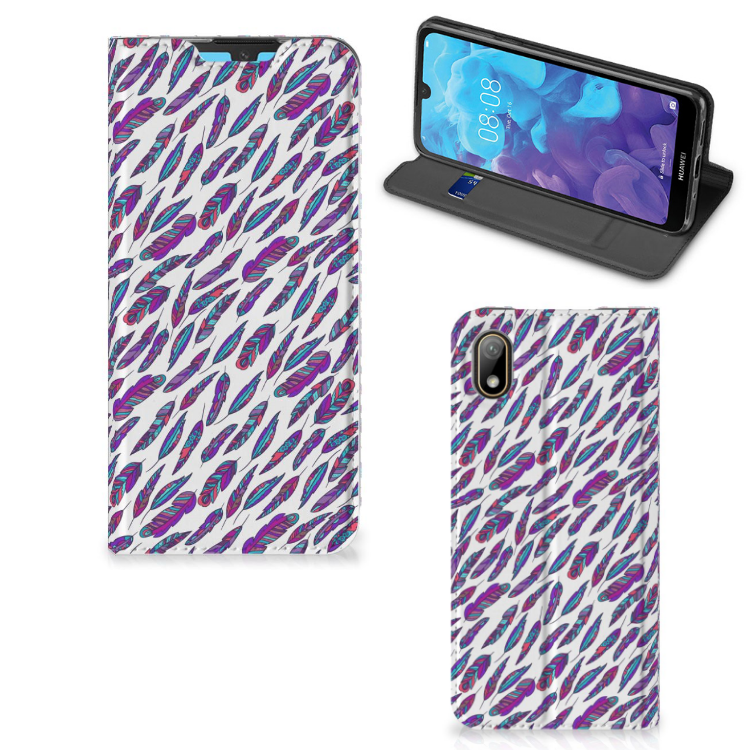 Huawei Y5 (2019) Hoesje met Magneet Feathers Color - B2C Telecom
