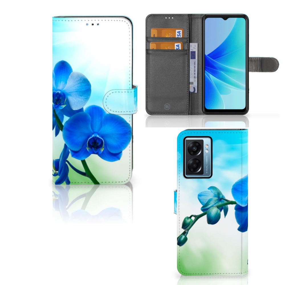 OPPO A77 5G | A57 5G Hoesje Orchidee Blauw - Cadeau voor je Moeder