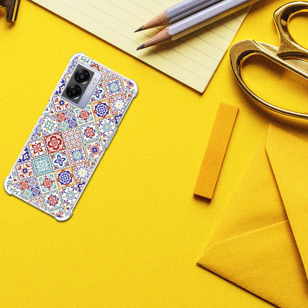 OPPO A77 5G | A57 5G Anti-Shock Hoesje Tiles Color - B2C Telecom