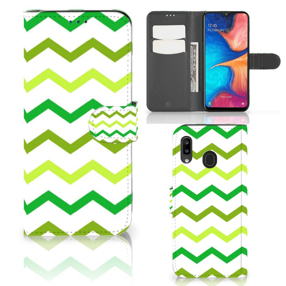 Samsung Galaxy A30 Telefoon Hoesje Zigzag Groen