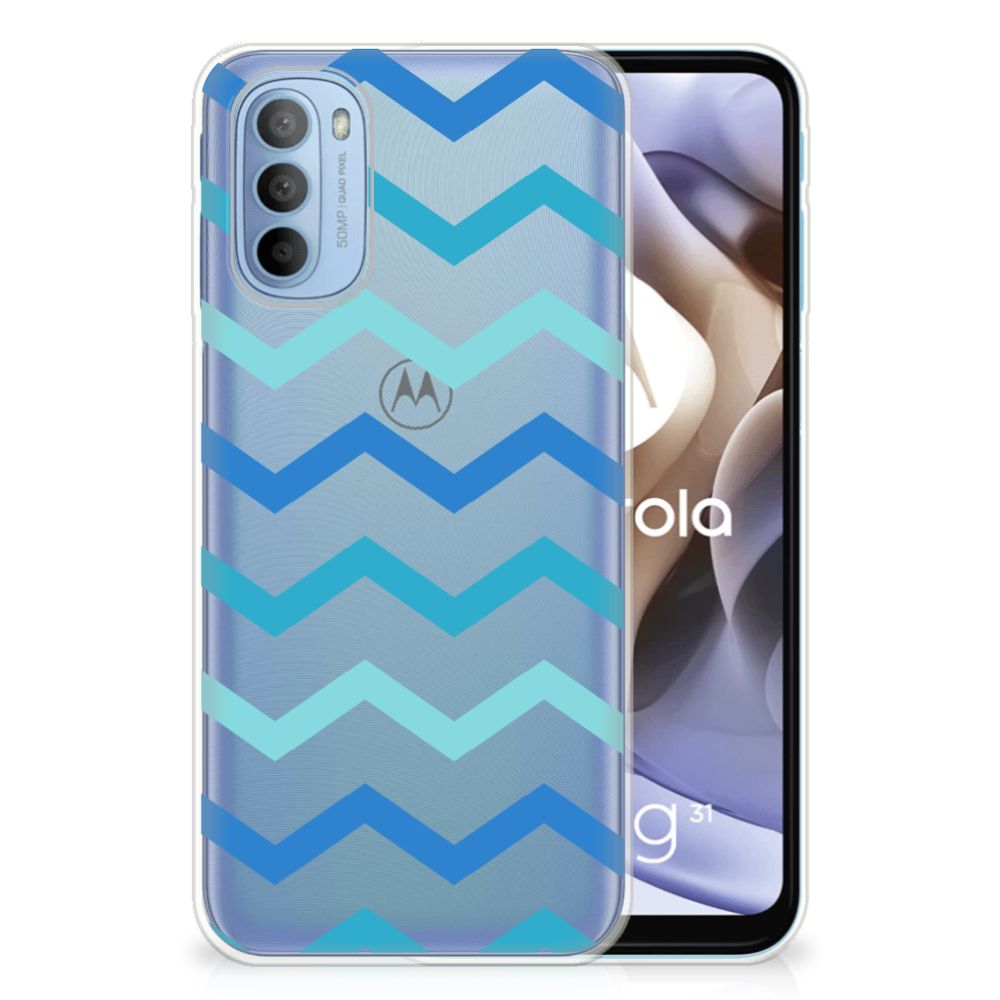 Motorola Moto G31 | G41 TPU bumper Zigzag Blauw B2C Telecom