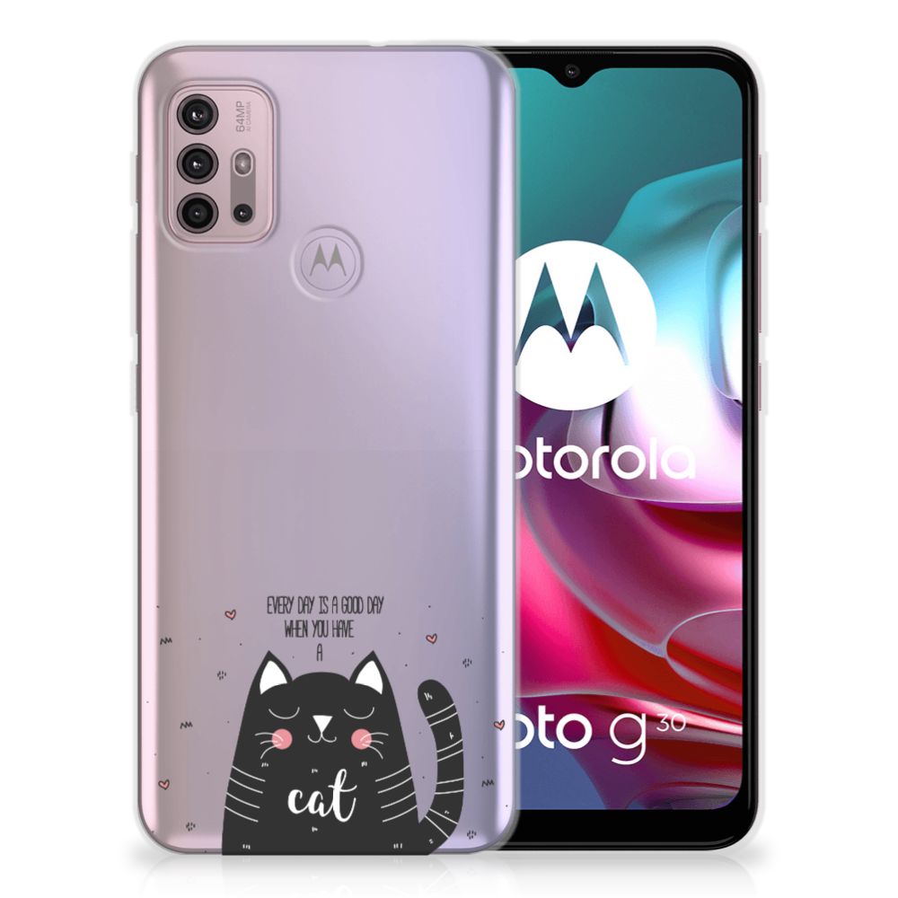 Motorola Moto G30 | G10 Telefoonhoesje met Naam Cat Good Day B2C Telecom