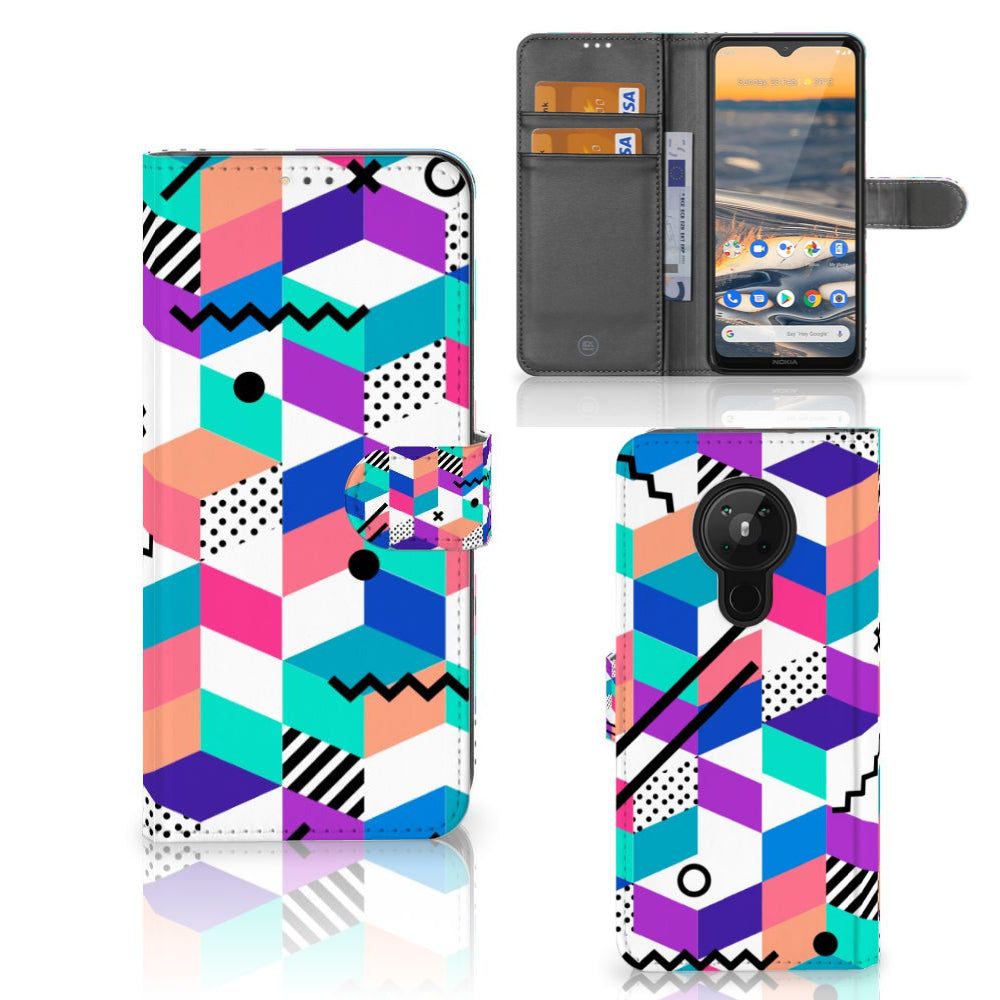 Nokia 5.3 Book Case Blokken Kleurrijk