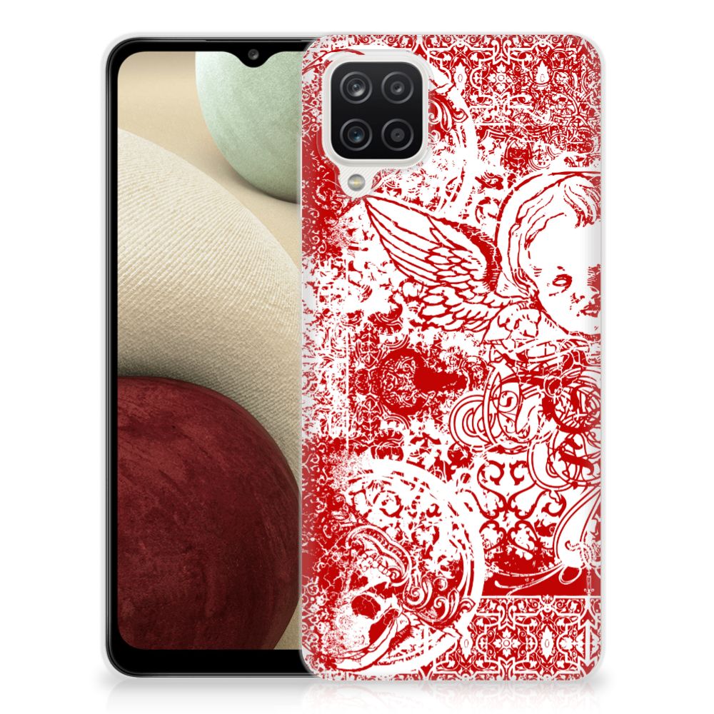 Silicone Back Case Samsung Galaxy A12 Angel Skull Rood B2C Telecom