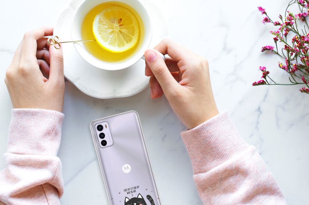 Motorola Moto G42 Telefoonhoesje met Naam Cat Good Day B2C Telecom
