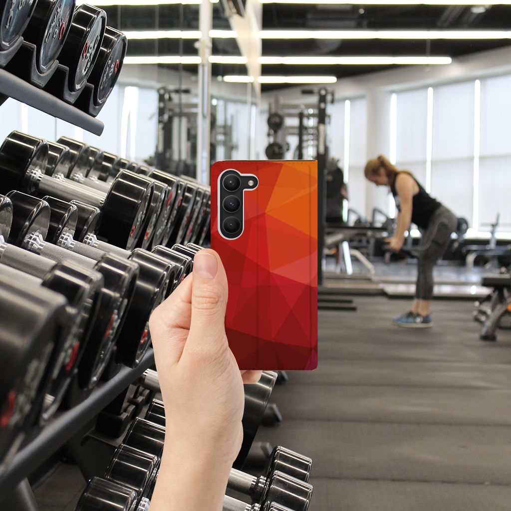 Stand Case voor Samsung Galaxy S23 Polygon Red - B2C Telecom