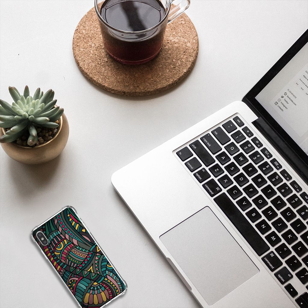 Apple iPhone Xs Max Doorzichtige Silicone Hoesje Aztec