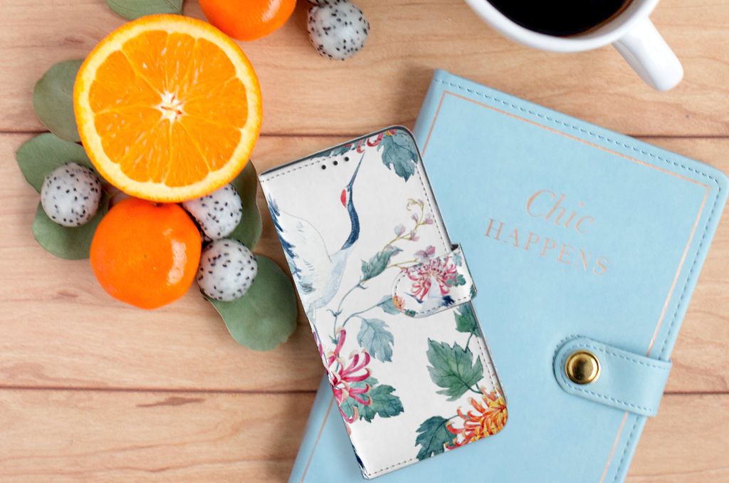 OPPO A91 | Reno3 Telefoonhoesje met Pasjes Bird Flowers