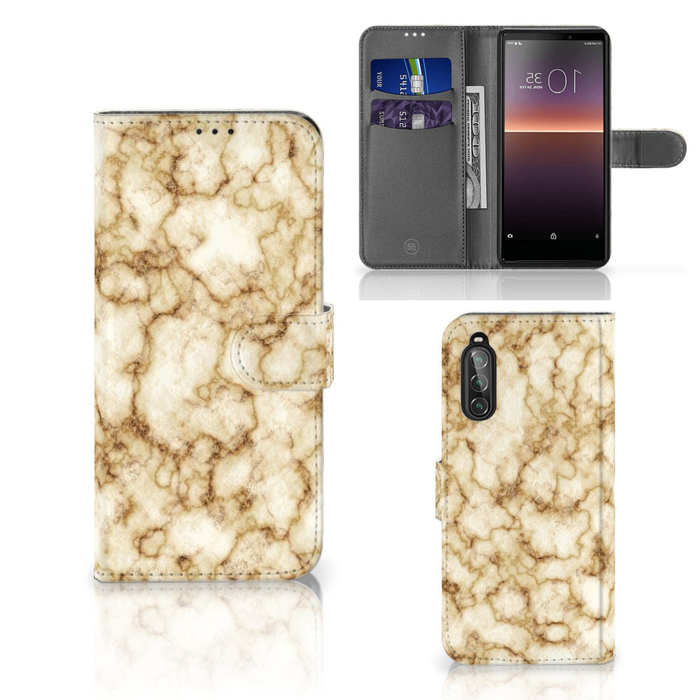 Sony Xperia 10 II Bookcase Marmer Goud