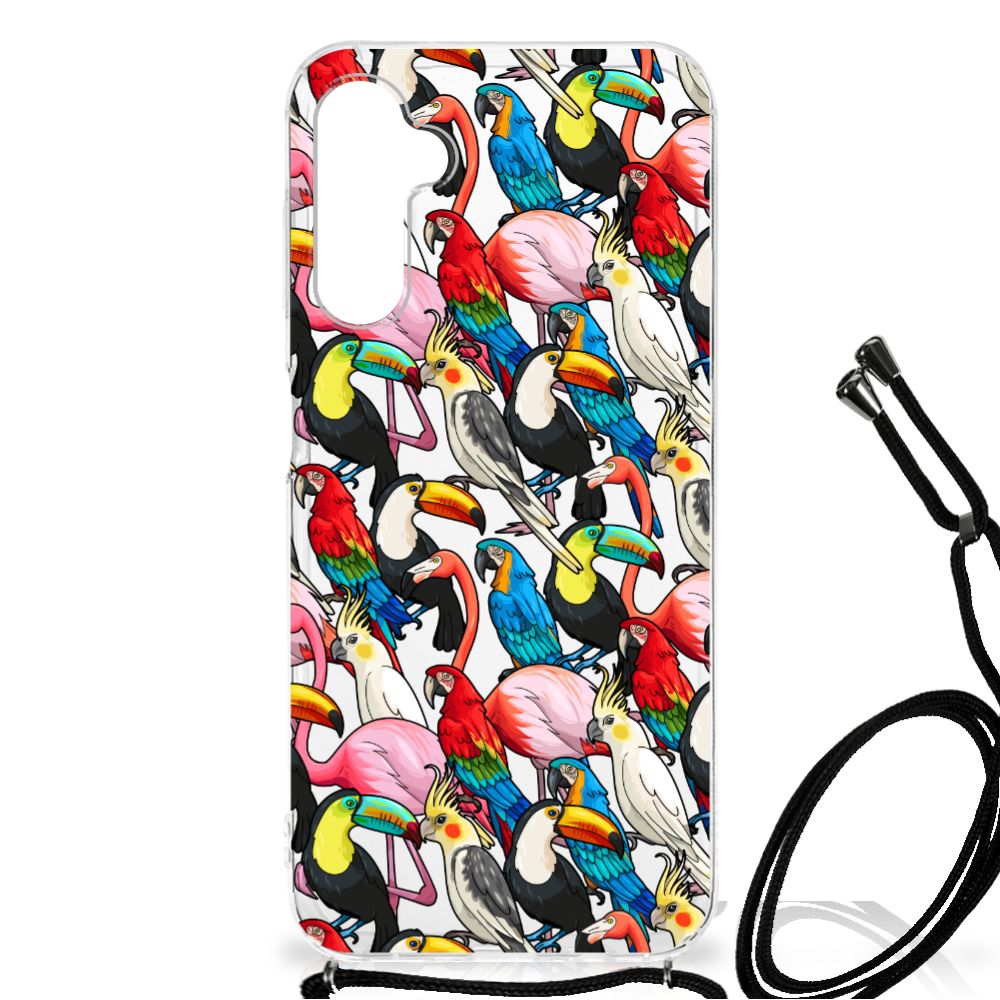 Samsung Galaxy A14 5G Case Anti-shock Birds with colorful parrot and toucan design.