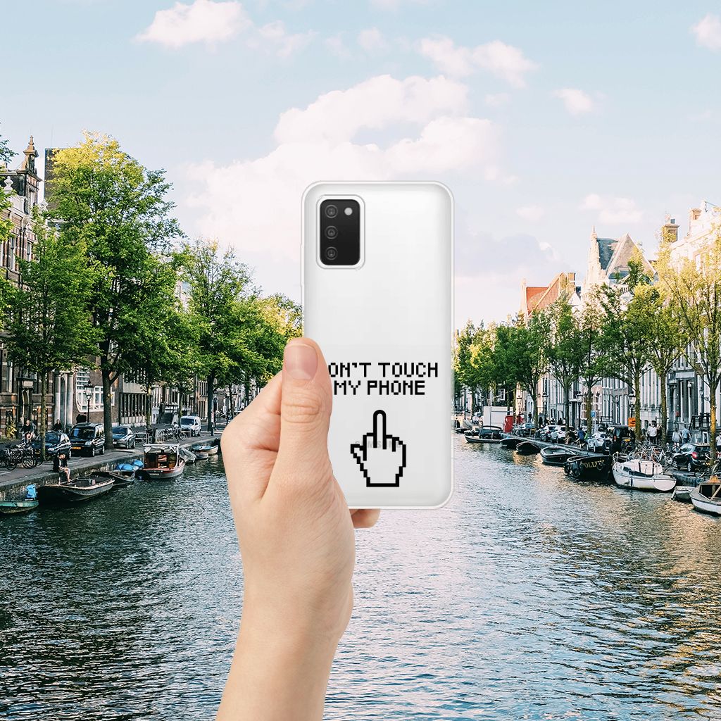 Samsung Galaxy A03S Silicone-hoesje Finger Don't Touch My Phone B2C Telecom