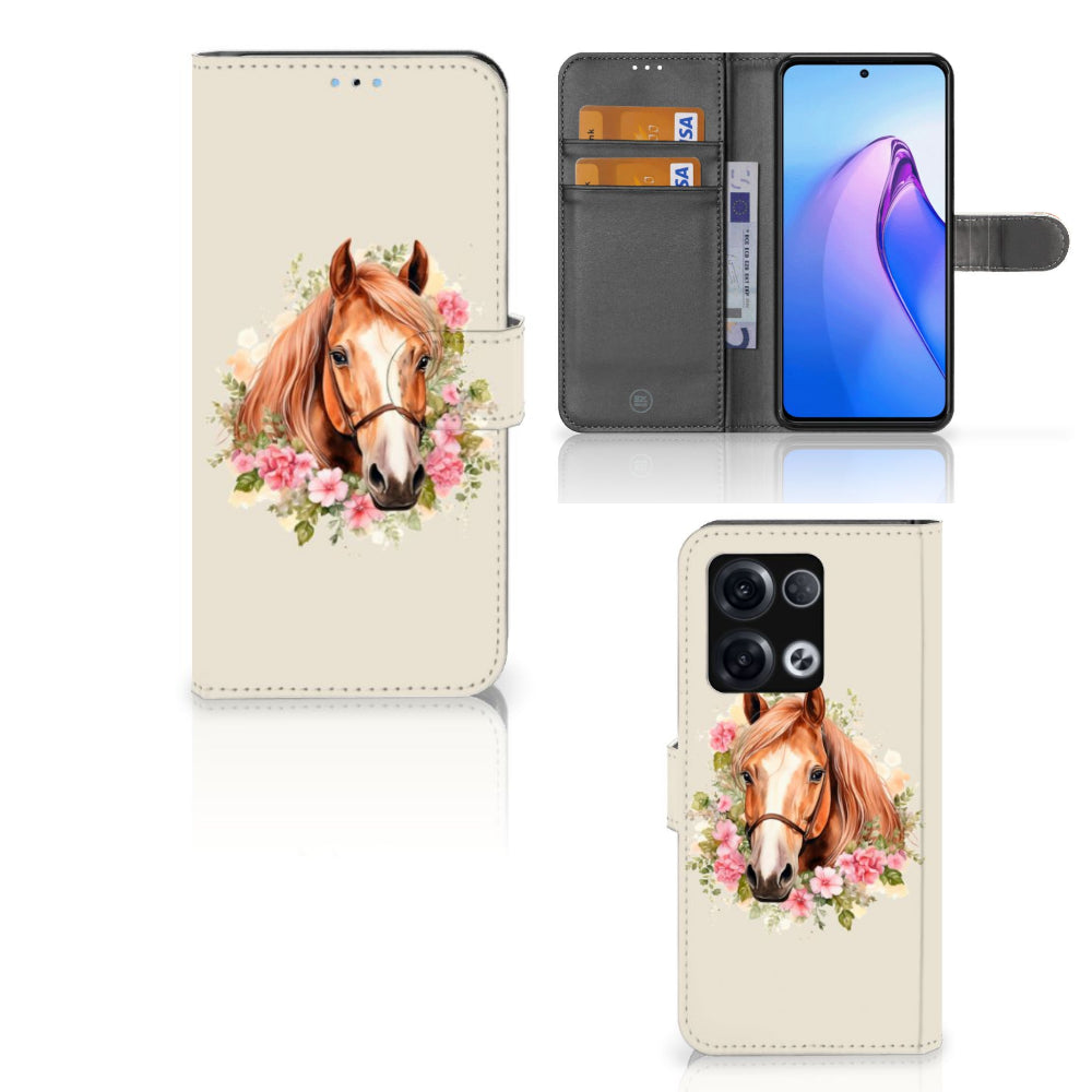 Telefoonhoesje met Pasjes voor OPPO Reno8 Pro Paard
