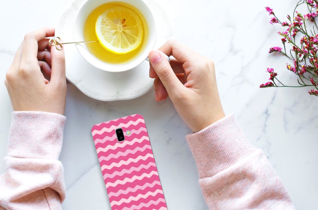 Samsung Galaxy J6 Plus (2018) TPU bumper Waves Pink