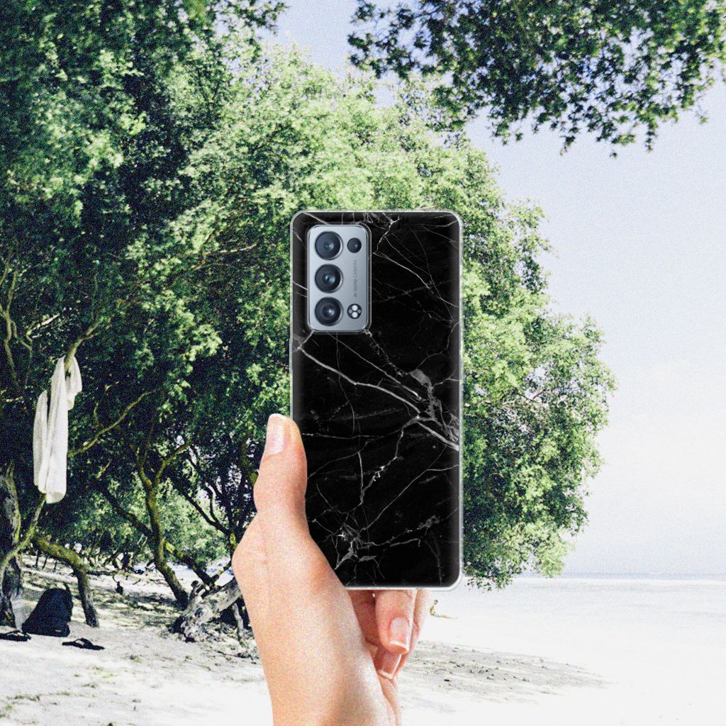 OPPO Reno 6 Pro Plus 5G TPU Siliconen Hoesje Marmer Zwart - Origineel Cadeau Vader B2C Telecom