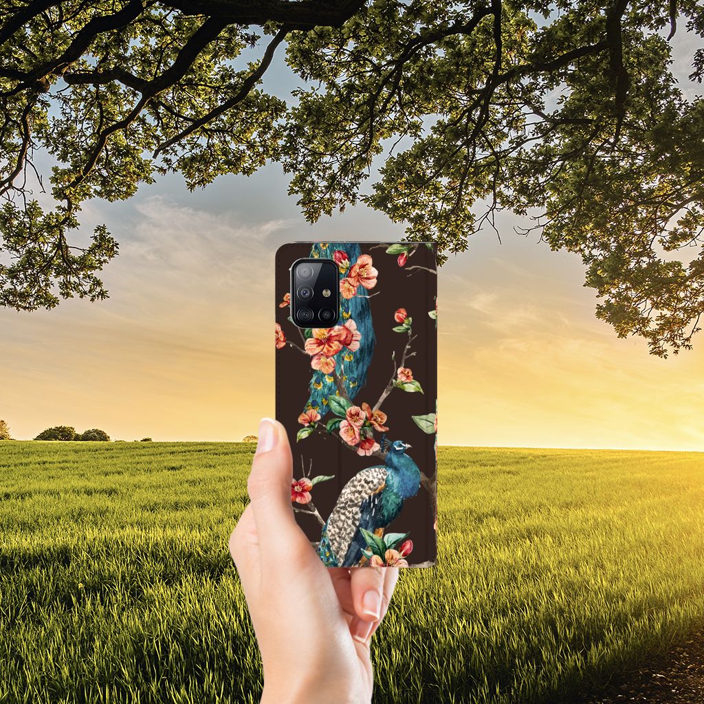 Samsung Galaxy A71 Hoesje maken Pauw met Bloemen - B2C Telecom