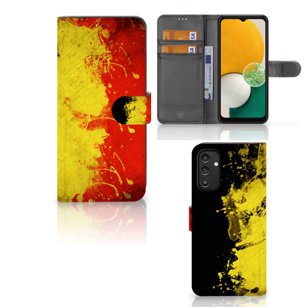 Samsung Galaxy A14 5G Bookstyle Case België met Belgische vlag en kleuren, ideaal voor stijl en bescherming.