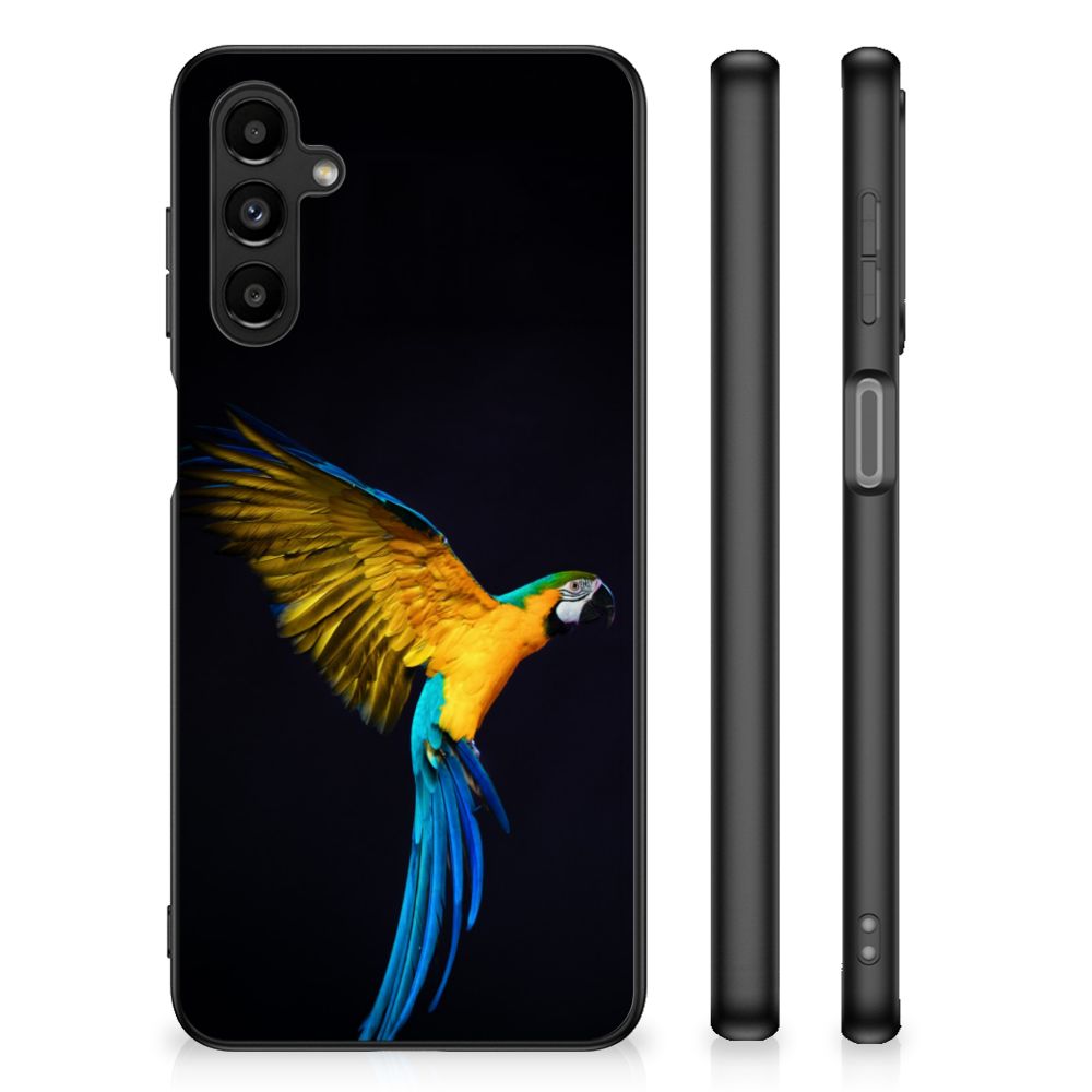 Samsung Galaxy A14 5G Dierenprint Telefoonhoesje Papegaai met kleurrijke papegaai op de achterkant.
