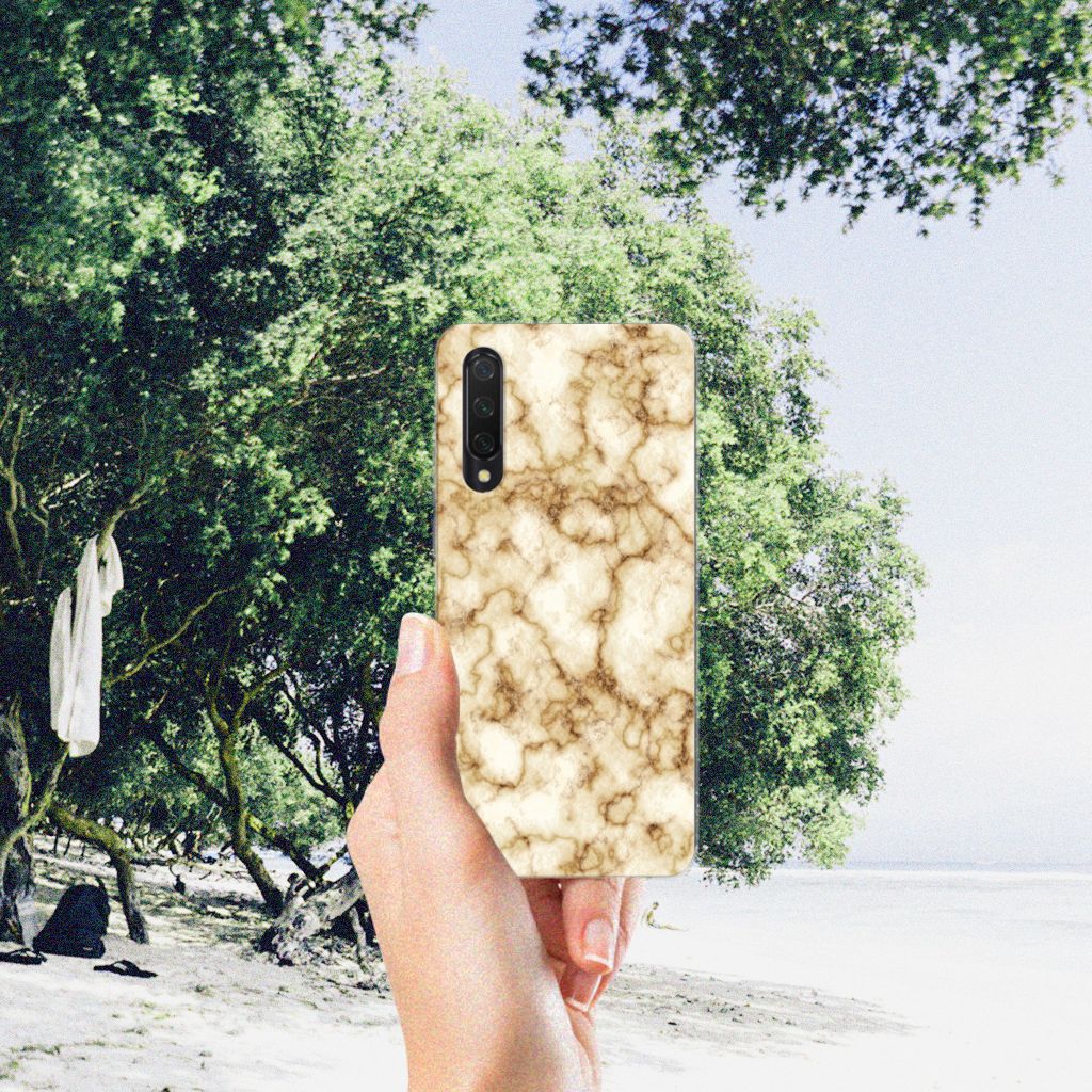 Xiaomi Mi 9 Lite TPU Siliconen Hoesje Marmer Goud B2C Telecom