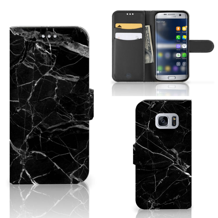 Samsung Galaxy S7 Bookcase Marmer Zwart - Origineel Cadeau Vader