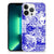 Silicone Back Case iPhone 13 Pro Max Angel Skull Blauw met een donkerblauw patroon en afbeeldingen van een engel en een schedel.