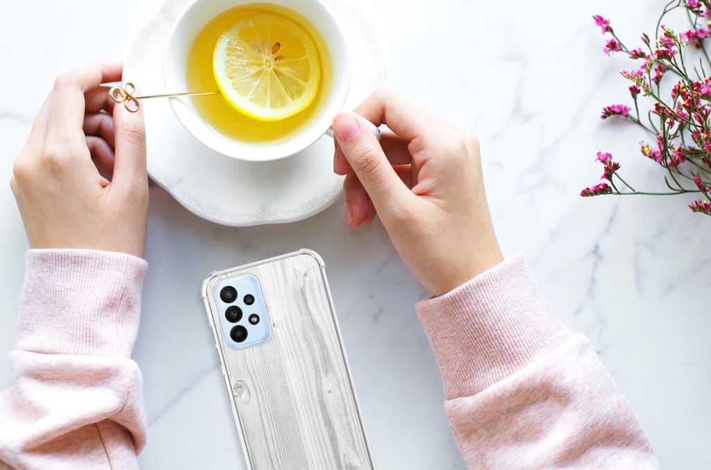 Samsung Galaxy A23 Stevig Telefoonhoesje White Wood - B2C Telecom