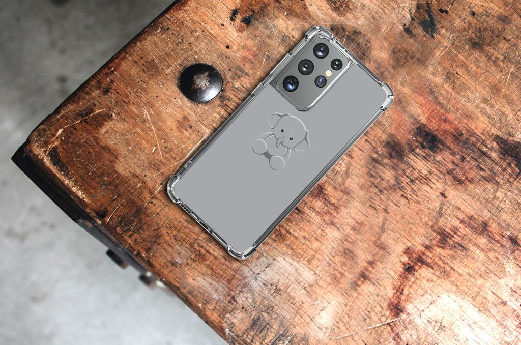 Samsung Galaxy S21 Ultra Stevig Bumper Hoesje Grijs Baby Olifant B2C Telecom