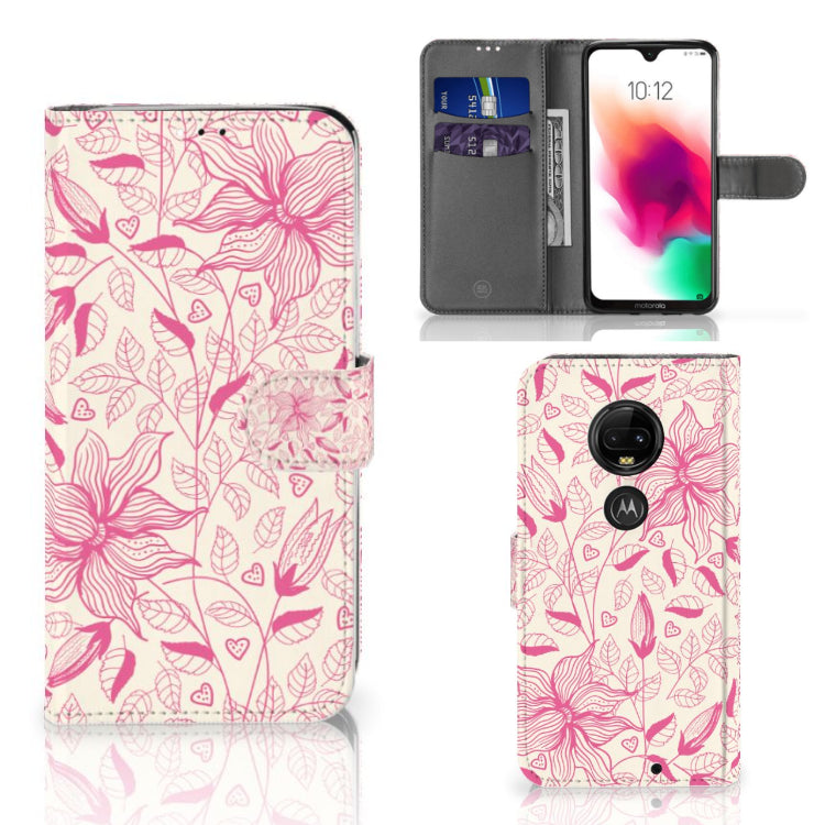 Motorola Moto G7 | G7 Plus Hoesje Pink Flowers