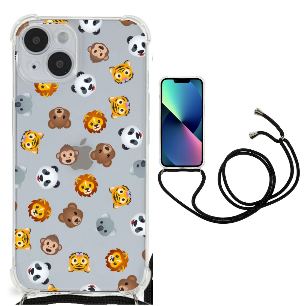 Doorzichtige Silicone Hoesje voor iPhone 14 Dieren Emojis B2C Telecom