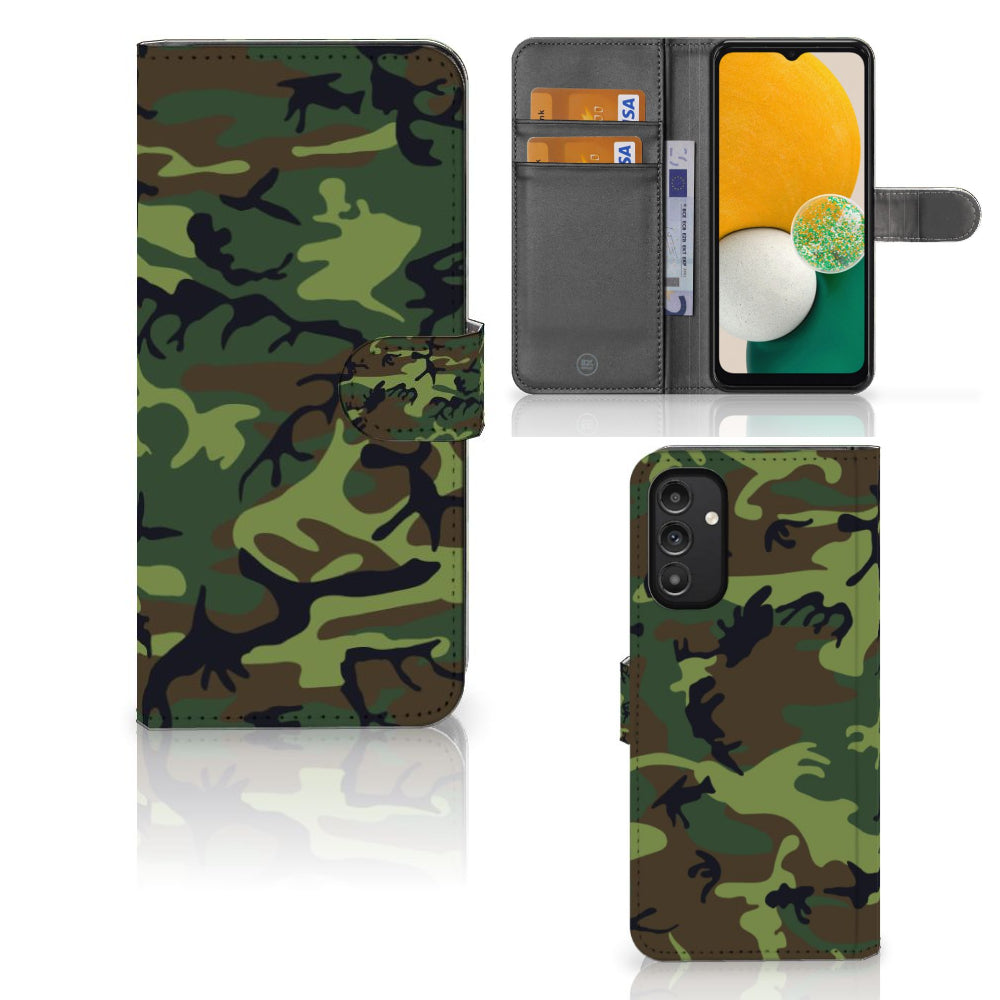 Samsung Galaxy A14 4G Telefoon Hoesje Army Dark - stoer camouflage boekhoesje voor smartphone