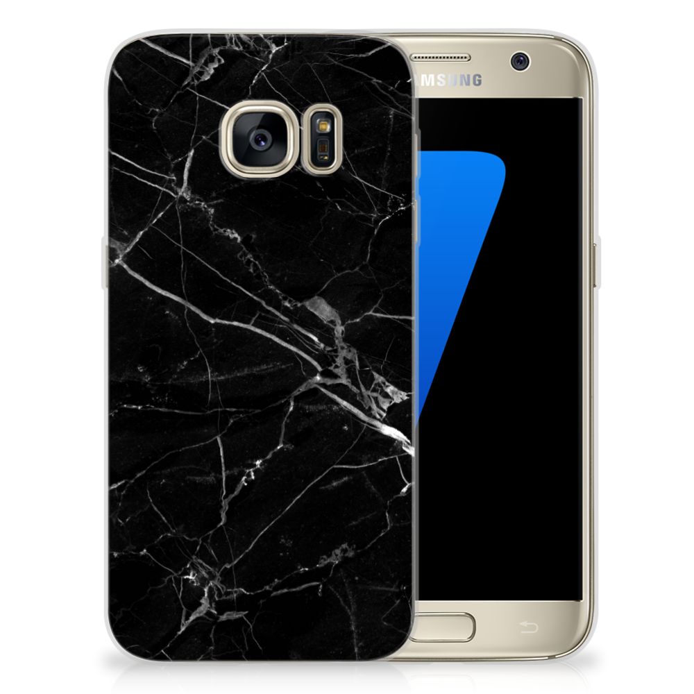 Samsung Galaxy S7 TPU Siliconen Hoesje Marmer Zwart - Origineel Cadeau Vader