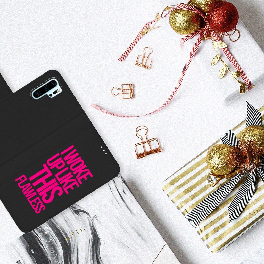 Huawei P30 Pro Hoesje met naam Woke Up - Origineel Cadeau Zelf Maken